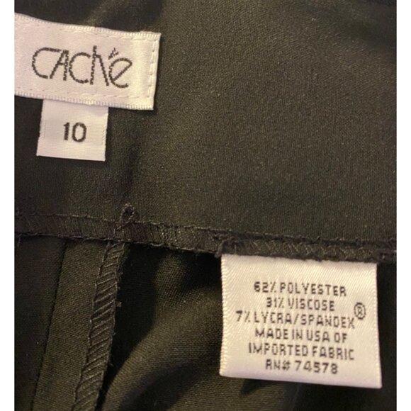 Cache Womens Black Flared Dress Pants Size 10 Rhinestone Snap Accent - Picture 3 of 9